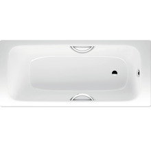 Aufnahme von oben einer Badewanne aus Sanitäracryl mit Griffen.
