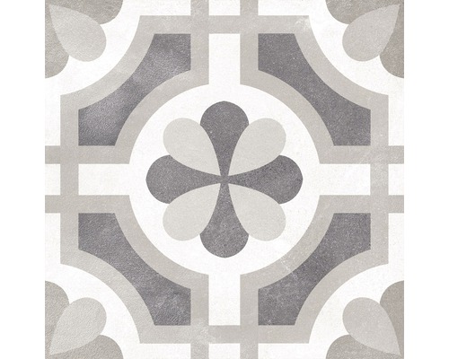 Dekorative Bodenfliese mit geometrischem und floralem Muster