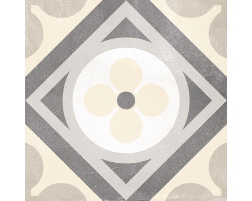 Dekorative Bodenfliese mit geometrischem und floralem Muster