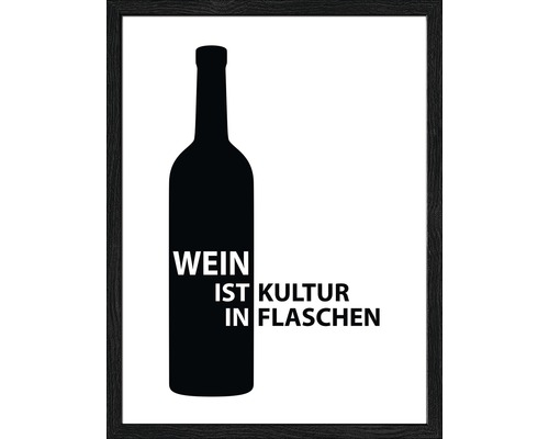 Gerahmtes Bild Wein Slogan 33x43 cm