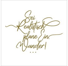 Schriftzug Sei realistisch plane ein Wunder!