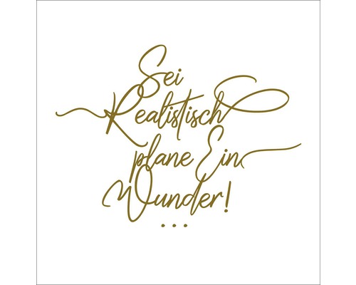 Schriftzug Sei realistisch plane ein Wunder!