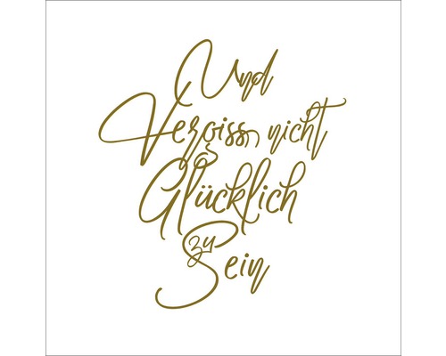 Schriftzug Vergiss nicht glücklich zu sein