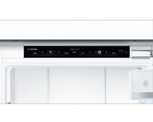 Bosch Logo, Display eines Kühlschranks mit Temperaturanzeige