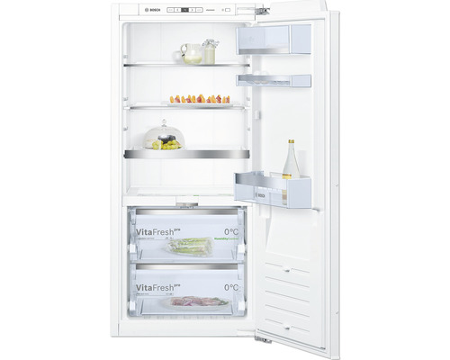 Einbau-Kühlschrank Bosch KIF41ADD0 BxHxT 55.8 x 122.1 x 54.5 cm Kühlteil 186 l Geöffneter Kühlschrank mit Glasablagen und VitaFresh Schubladen
