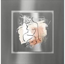 Wandbild mit abstrakter Frauendarstellung im Metallrahmen