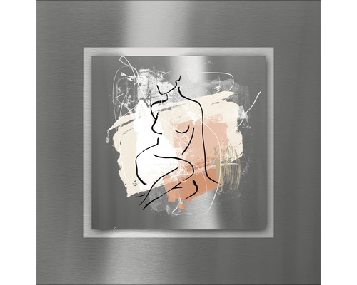 Wandbild mit abstrakter Frauendarstellung im Metallrahmen