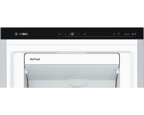 Detailansicht eines Bosch Gefrierschranks mit No Frost Funktion und elektronischer Anzeige