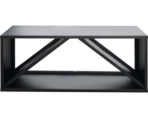 Kaminholzunterstand WESTMANN 104 x 34,5 x 40 cm schwarz Schwarzes Metallregal mit zwei Ebenen und geometrischem Design.