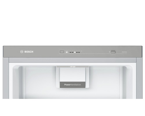 Innenraum eines Kühlschranks mit Bosch Logo, LED-Licht und PowerVentilation