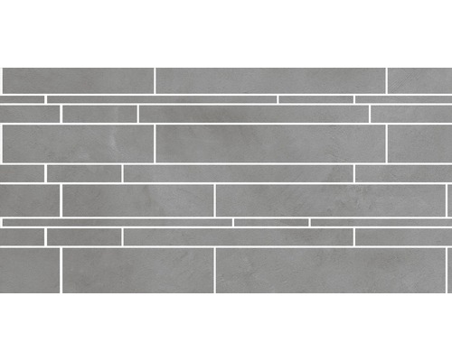 Kombibordüre Cementine Multi- cut grau 30 x 60 x 0,9 cm Graue Mosaikfliese aus Steinzeug