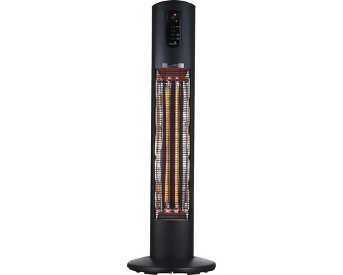 Stehender Heizstrahler für den Außenbereich mit Bedienfeld.