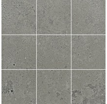 Neun graue Steinzeugfliesen mit matter Oberfläche