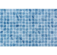 Mosaikfliese mit quadratischen, blau gefärbten Steinen