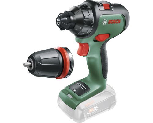 Akkuschrauber mit Bohrfutter und Winkelaufsatz