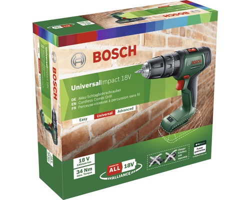 Verpackung des Bosch UniversalImpact 18V Akku-Schlagbohrschraubers