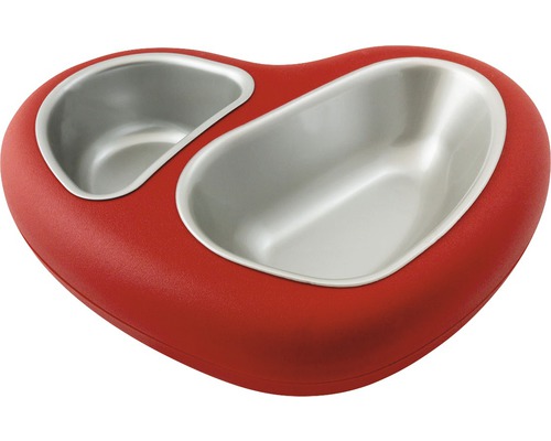 Herzförmiger Hundenapf mit zwei Edelstahlschüsseln