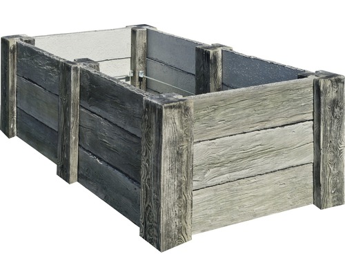 Beton Hochbeet Big Antik geweißt mit vormontiertem Gewinde 220 cm x 120 cm x 69 cm