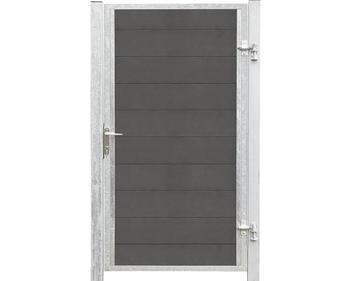 Gartentor mit horizontalen Paneelen und Metallrahmen