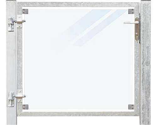 Einzeltor PLUS mattiert links 99 x 91 cm inkl. 16 cm Pfosten zum Einbetonieren Metallgartentor mit Griff und Schloss