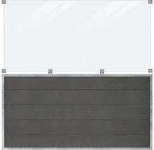 Sichtschutzzaun mit Glaselement und horizontalen Lamellen