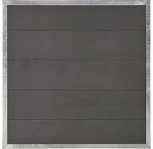 Graue Sichtschutzwand mit silberfarbenem Rahmen