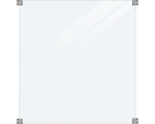 Teilelement PLUS Verbundglas Klarglas inkl. 4 Beschläge 90 x 91 cm Quadratische Glas Magnettafel mit Halterungen an den Ecken.