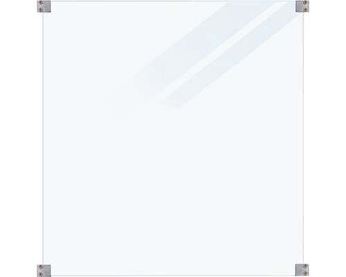 Quadratische Glasplatte mit Eckbefestigungen