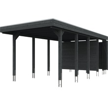 Einzelcarport SKAN HOLZ Friesland Set 2 inkl. Aluminium-Dachplatten, Geräteraum, H-Pfostenanker 314 x 708 cm grau-thumb-1