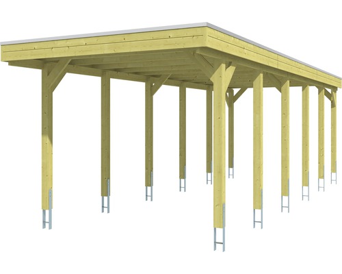 Holzcarport mit Metallstützen
