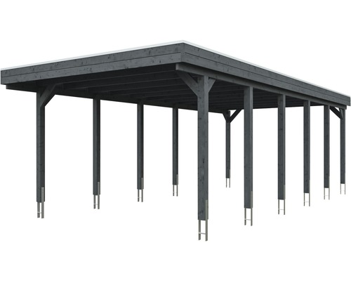 Holzcarport mit Flachdach und mehreren Pfosten
