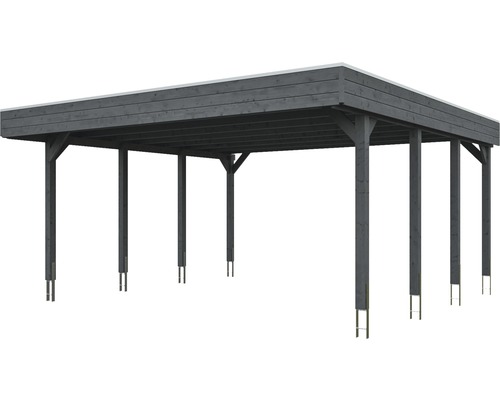Holzcarport mit Flachdach und Stützpfeilern