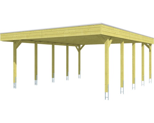 Holzcarport mit Pfosten und Flachdach