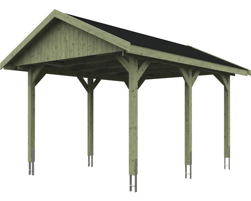 Holzcarport mit Dach und Stützpfosten