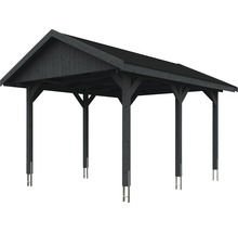Holz Carport mit Satteldach und Stahlpfostenfüßen