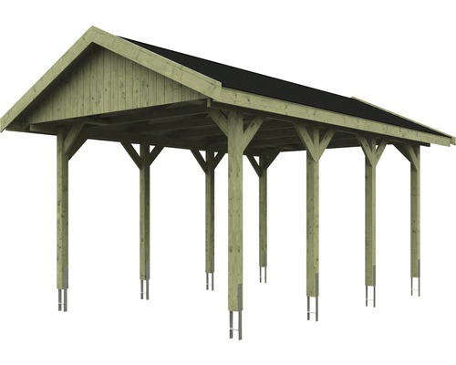 Holzcarport mit Satteldach und Stützpfosten
