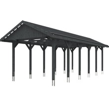 Einzelcarport SKAN HOLZ Wallgau inkl. Dachlattung und H-Pfostenanker 380 x 900 cm grau