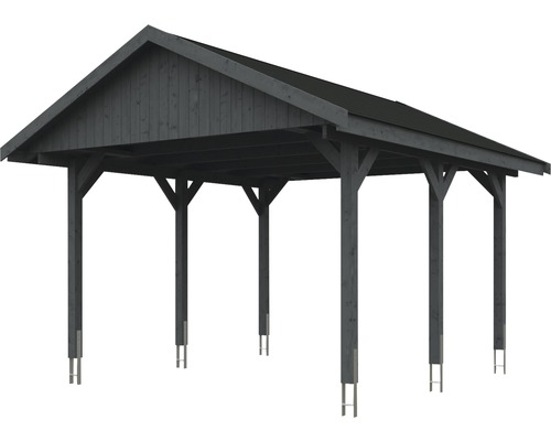 Holzcarport mit Flachdach auf Metallankern