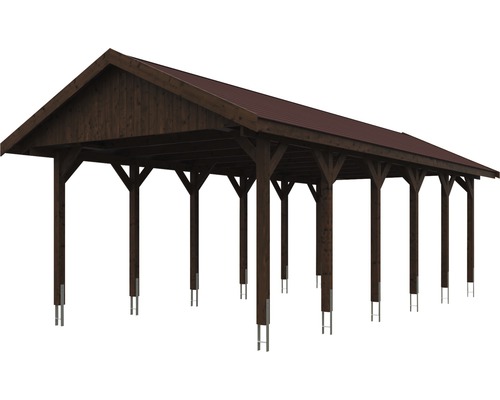 Großer Carport aus Holz mit Stützpfosten