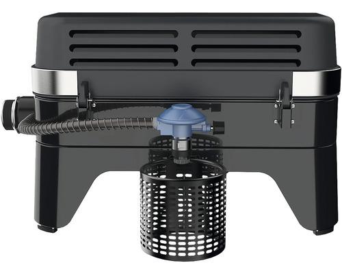 Gasgrill mit Gasdruckregler und Gaskartuschenhalter