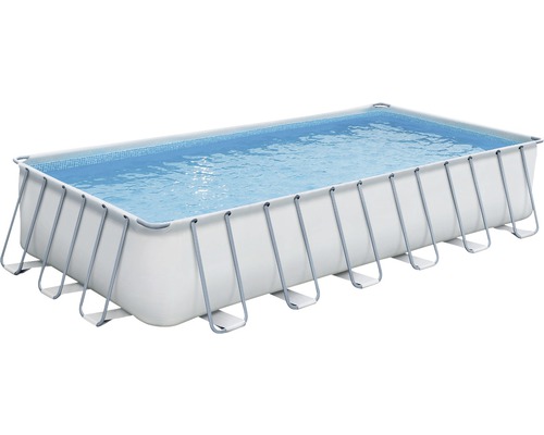 Aufstellpool Framepool-Set Planet Pool Elite eckig 732x366x132 cm inkl. Sandfilteranlage, Einbauskimmer, Leiter, Filtersand, Abdeckplane, Bodenschutzvlies & Anschlussschlauch grau-0