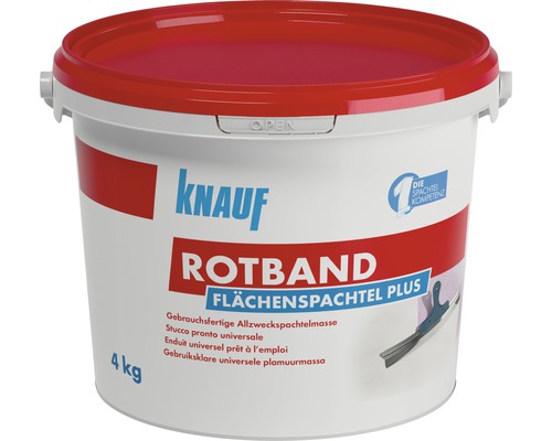 Knauf Rotband Flächenspachtel Plus 4 kg Knauf Rotband Flächenspachtel Plus, gebrauchsfertige Allzweckspachtelmasse, 4 kg Eimer
