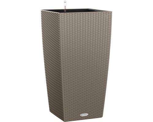 Pflanzvase Lechuza Cubico Cottage 40 Kunststoff H 75 cm sandbraun Hoher Pflanzkübel aus Kunststoff mit Bewässerungssystem und Füllstandsanzeiger