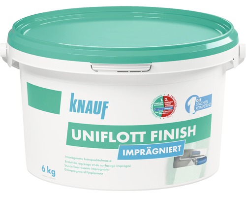 Knauf Uniflott Finish Spachtelmasse imprägniert 6 kg Knauf Uniflott Finish Feinspachtelmasse im 6 kg Eimer