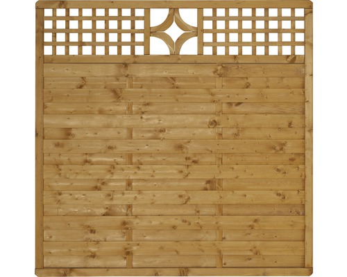 Hauptelement Konsta Livia 180 x 180 cm honig Holzzaun mit Lattenmuster und Zierelement