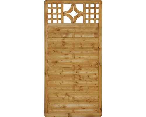 Teilelement Konsta Livia 90 x 180 cm honig Gartenzaun aus Holz mit dekorativem Gitter