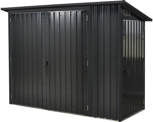 Multifunktionsschrank 3 in 1 inkl. Gerätehaken 243 x 112 x 176 cm anthrazit Metall Gerätehaus mit Doppeltür und Seitentür