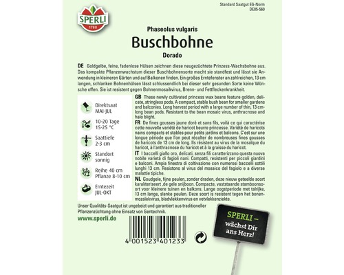 Sperli Buschbohne Dorado Saatgutpackung