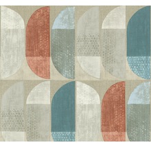 Vliestapete 37531-1 Geo Nordic Grafik blau rot