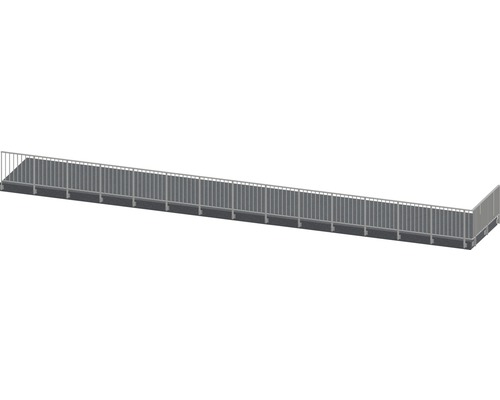 Pertura Geländer-Komplettset Triton taupe L-Form Aluminium für Seitenmontage 16,5 m